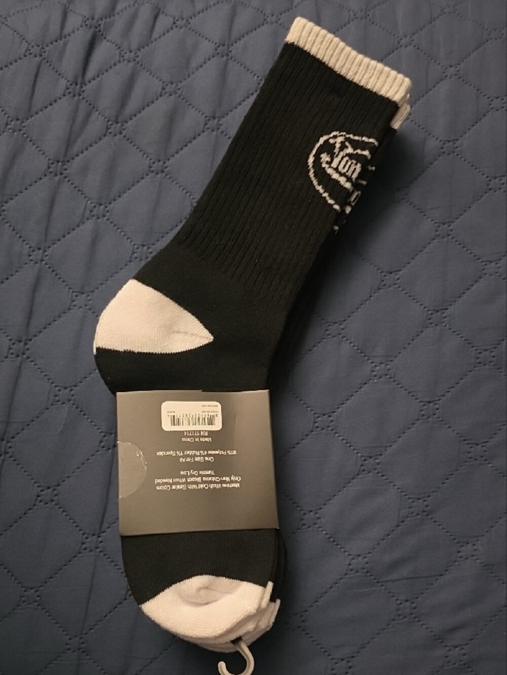 Von Dutch Black and White Logo 3 Pair Crew Socks - Picture 6 of 9